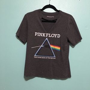 Pink Floyd v neck gray t-shirt